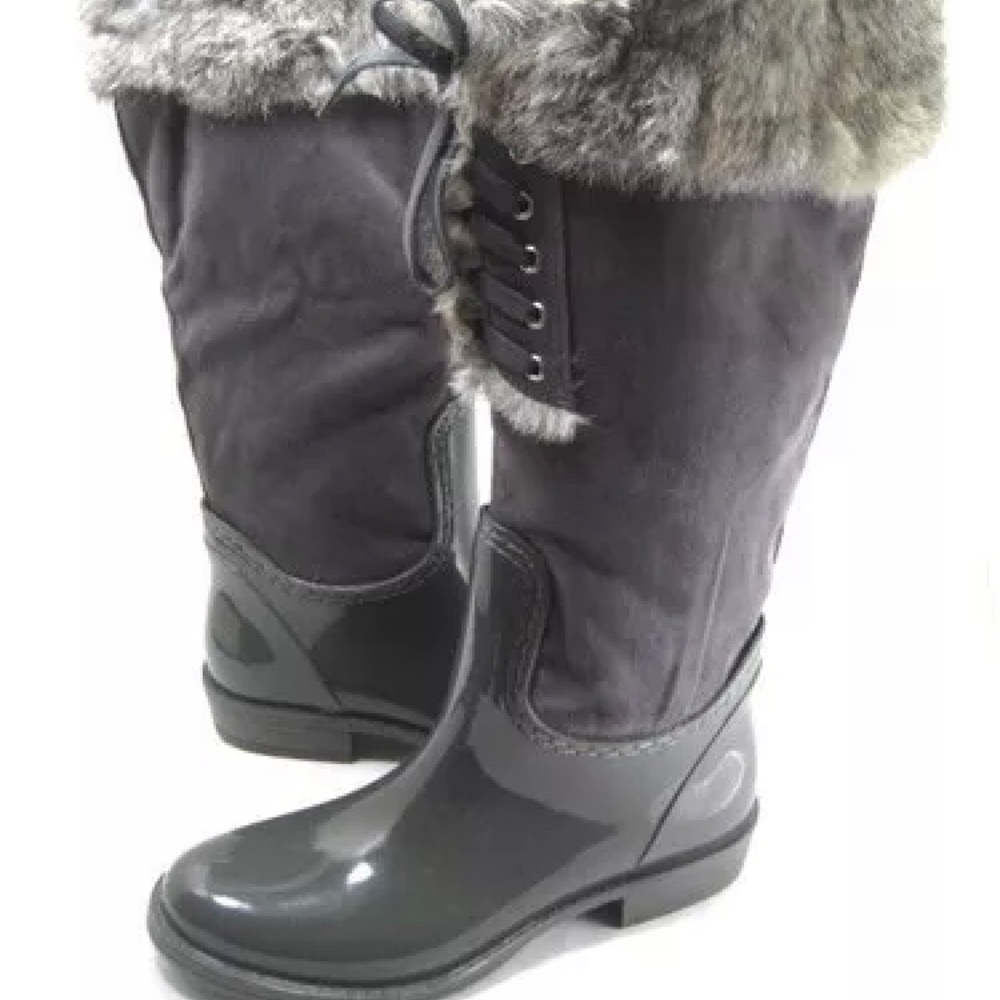 WANTED SHOES HAMPTON KNEE-HIGH BOOTS GREY RUBBER